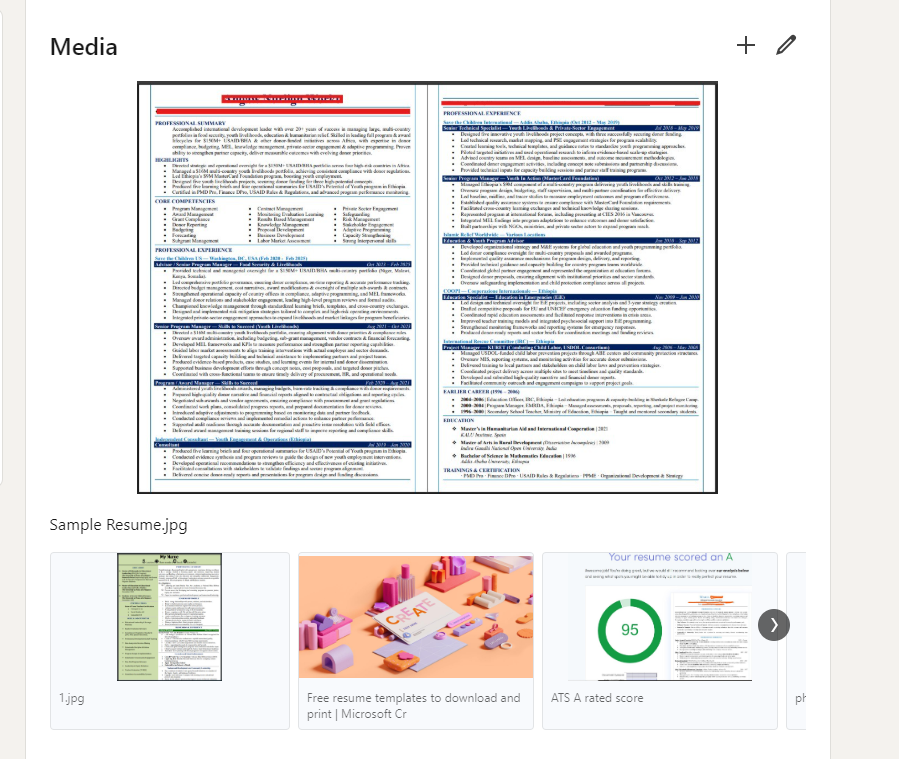 Two-page resume sample from Ajay Ingle's LinkedIn media